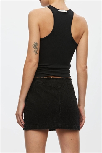 Oval Square, Limit Denim skirt, Black